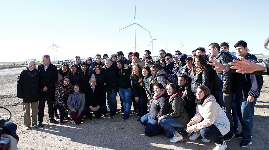 Mindlin y Macri en el Parque Eólico Pampa Energía III.